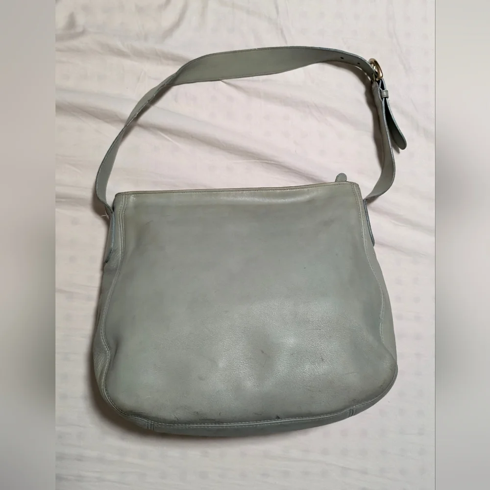 Vintage Coach leather soho zip boho shoulder bag aqua green M6H-4161,made in USA - Picture 11 of 16
